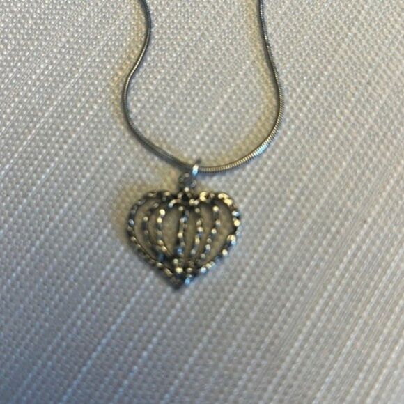 Handcrafted Heart Pendant Necklace Silver-Plate Chain - Picture 2 of 2